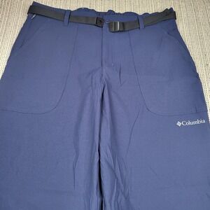 Columbia Track Pants Mens XL Blue Belted Elastic Waist Hiking Lightweight